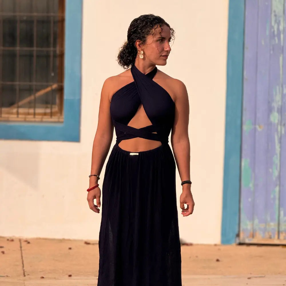 vestido largo sexy algodón bambula rayon  mujer sabbia tulum  