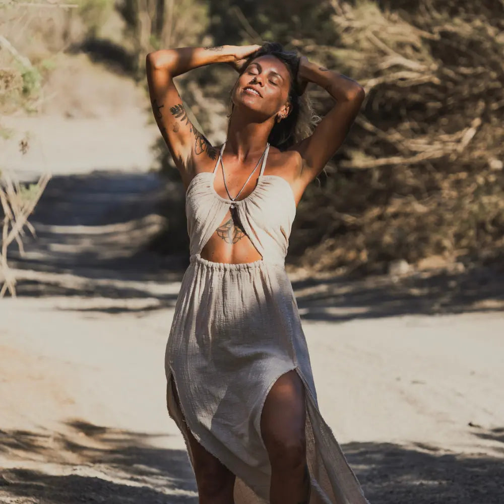 Vestido largo sexy algodón bambula  mujer sabbia tulum  