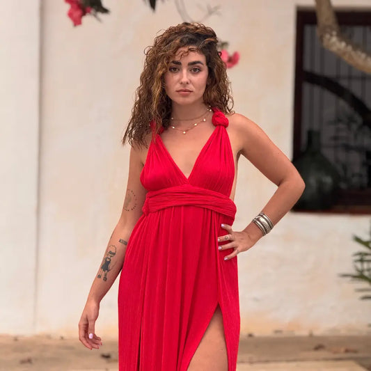 vestido largo sexy algodón bambula  mujer sabbia tulum   