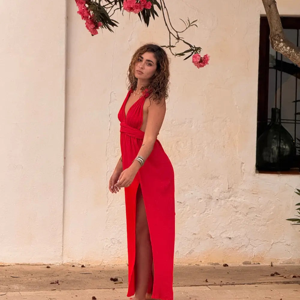 vestido largo sexy algodón bambula rayon  mujer sabbia tulum   